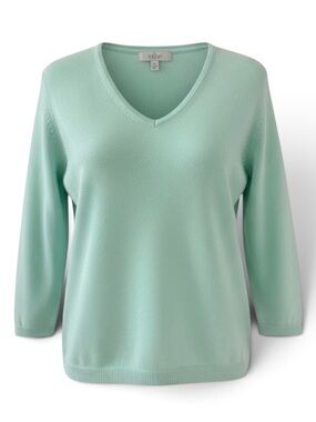 EP Pro Mint Green V-Neck 3/4 Sleeve Knit Sweater Size Small